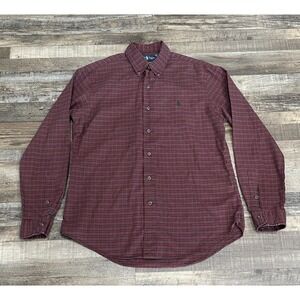 Polo Ralph Lauren Button Up Shirt Mens Classic Fit‎ Medium Red Plaid Down READ